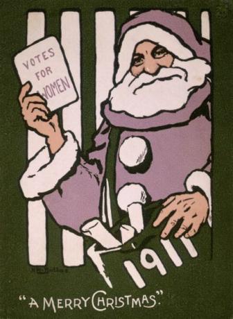 Коледна картичка „Гласове за жени“, 1911г. Изпълнител: Хилда Далас