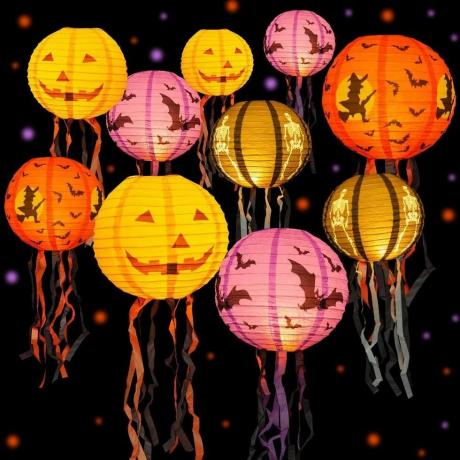 Хартиени фенери за Хелоуин, комплект от 10 бр
