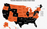 Тази карта показва най -популярните бонбони по държави
