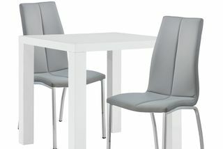Маса за бяло гланцово покритие Argos Home & 2 сиви стола Milo