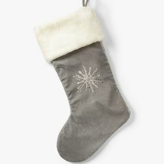 Коледно чорапче със снежинка, сиво
