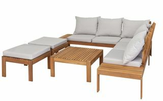 6-местен дървен ъглов диван