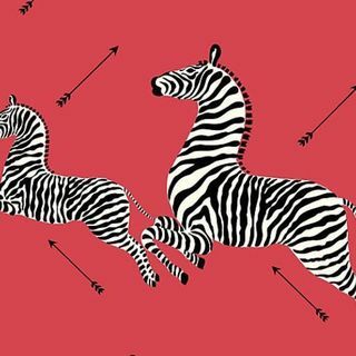 Scalamandre Zebras - тапет Masai червен тапет