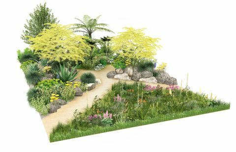 Сара Еберле емблематичен градинарски герой, rhs Feature Garden, проектирана от Сара Еберле, Rhs Hampton Court Palace Garden Festival 2022