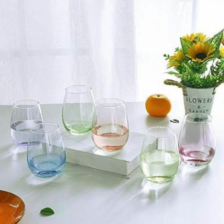 Комплект цветни чаши за вино без дръжки