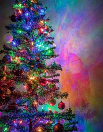 Коледно дърво - многоцветни светлини