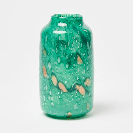 Лешникова блестяща зелена стъклена ваза