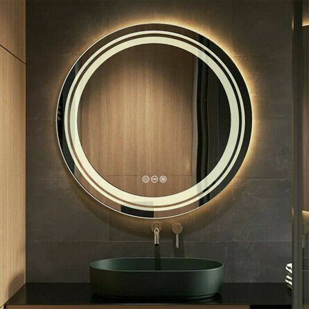 Осветено кръгло LED огледало за стена