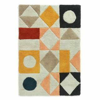 Геометричен вълнен килим с плоска тъкан Habitat - мулти - 120x180 см