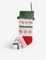 Шарени плетени коледни чорапи 47см