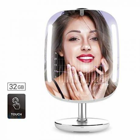 HiMirror Mini 32G: Beauty Mirror, с двоен капацитет на паметта, Smart Beauty Mirror с кожа Анализатор, огледало за грим с LED светлини, огледало Smart Vanity с 2X3 увеличение, осветено Козметично огледало