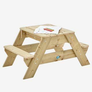 Дървена пясъчник за маса за пикник