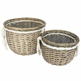 Кръгли плетени кошници - Комплект от 2