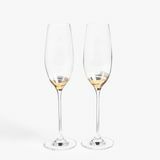 John Lewis & Partners Swirl Stem Champagne Flute, 240ml, Clear / Gold