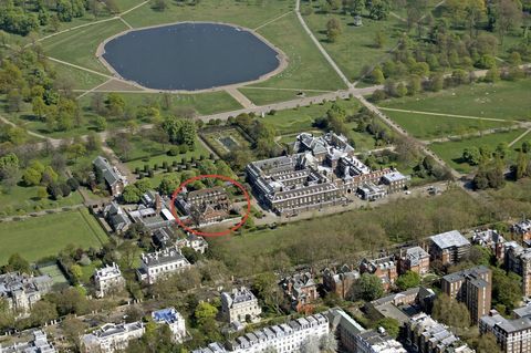 Изграждане на екстериора и двореца и градината Кенсингтън, гледка от въздуха