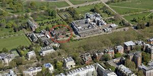 Изграждане на екстериора и двореца и градината Кенсингтън, гледка от въздуха