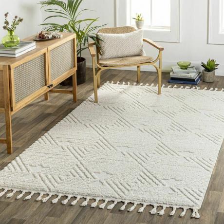 Andres Марокански машинно тъкан кремав килим